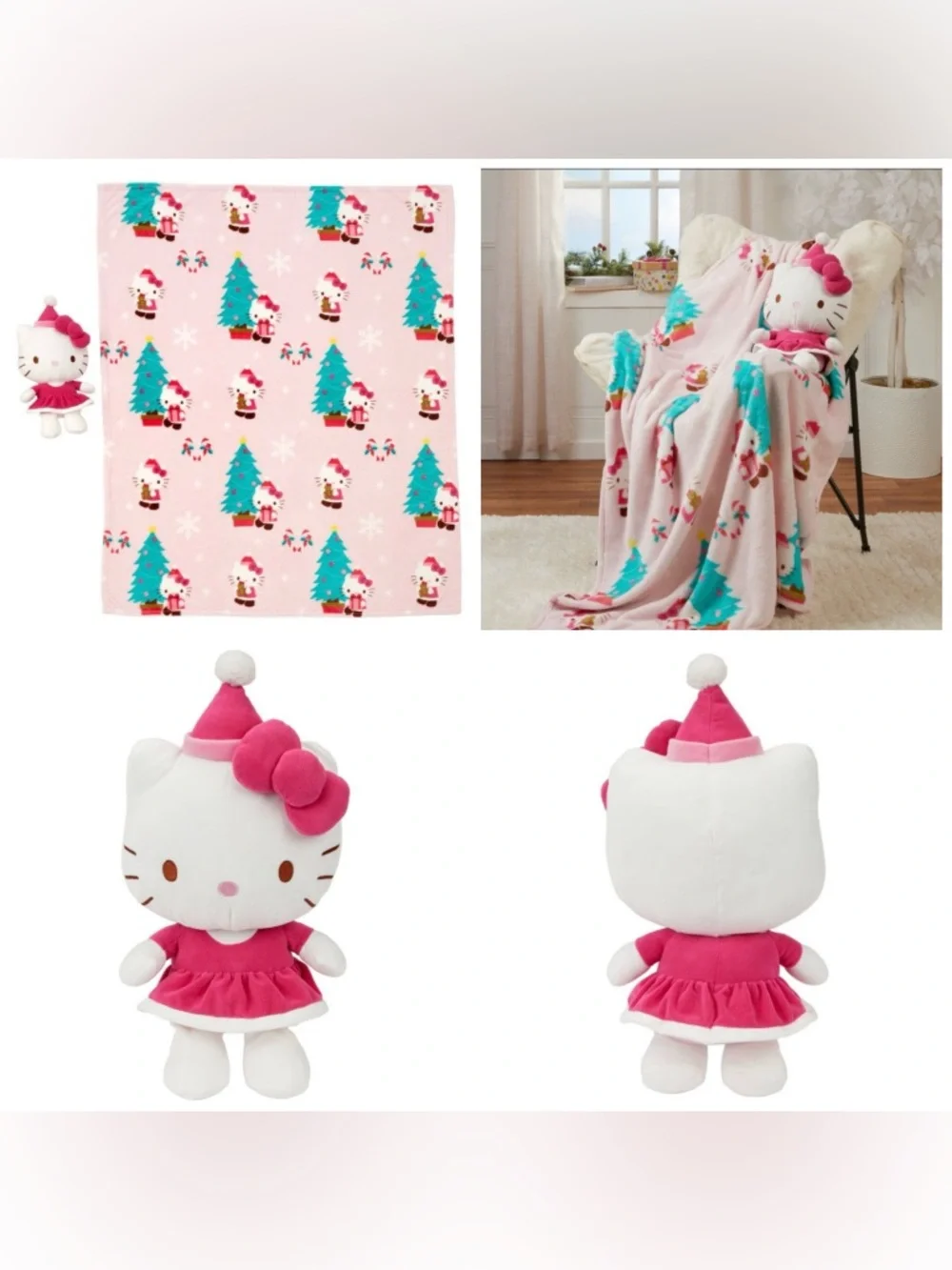 Hello Kitty Festive Christmas Pillow and Throw
